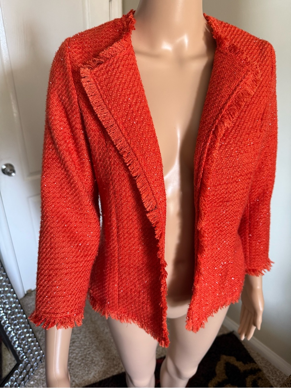Alythea Orange Open-Front Fringe sparkling Blazer